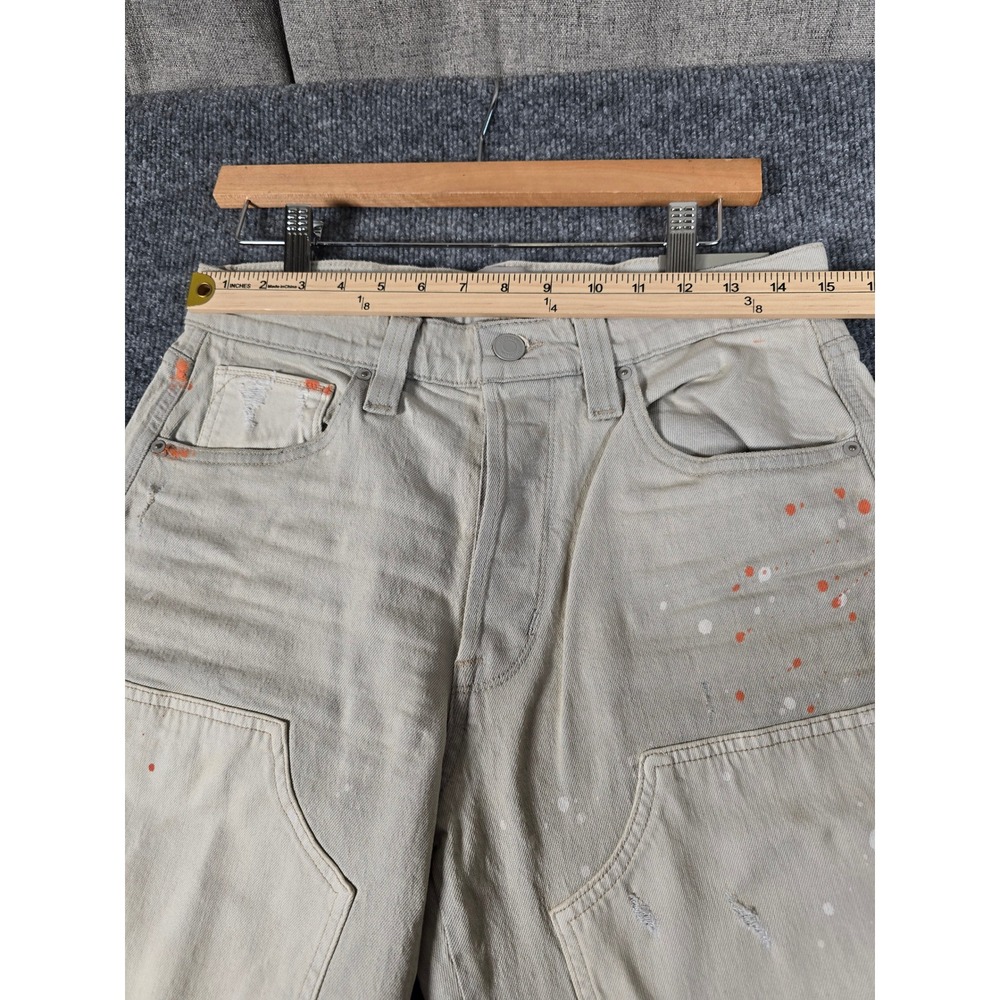 NEW Hudson Men's Carpenter Shorts Tan Painter Distressed Size 30 splatter paint‎ - Picture 5 of 14